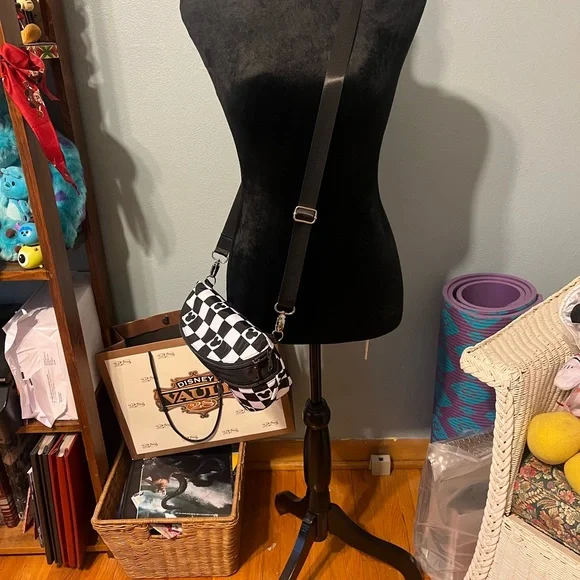 Checkered Black and White Crossbody Bag - Picture 2 of 2